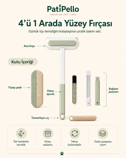 PatiPello 4ü 1 Arada Tüy Temizleme Fırçası