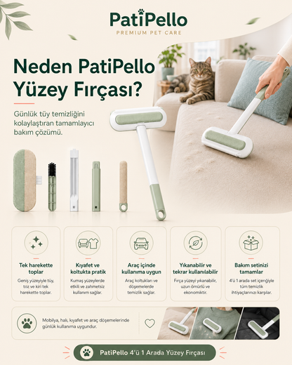 PatiPello 4ü 1 Arada Tüy Temizleme Fırçası