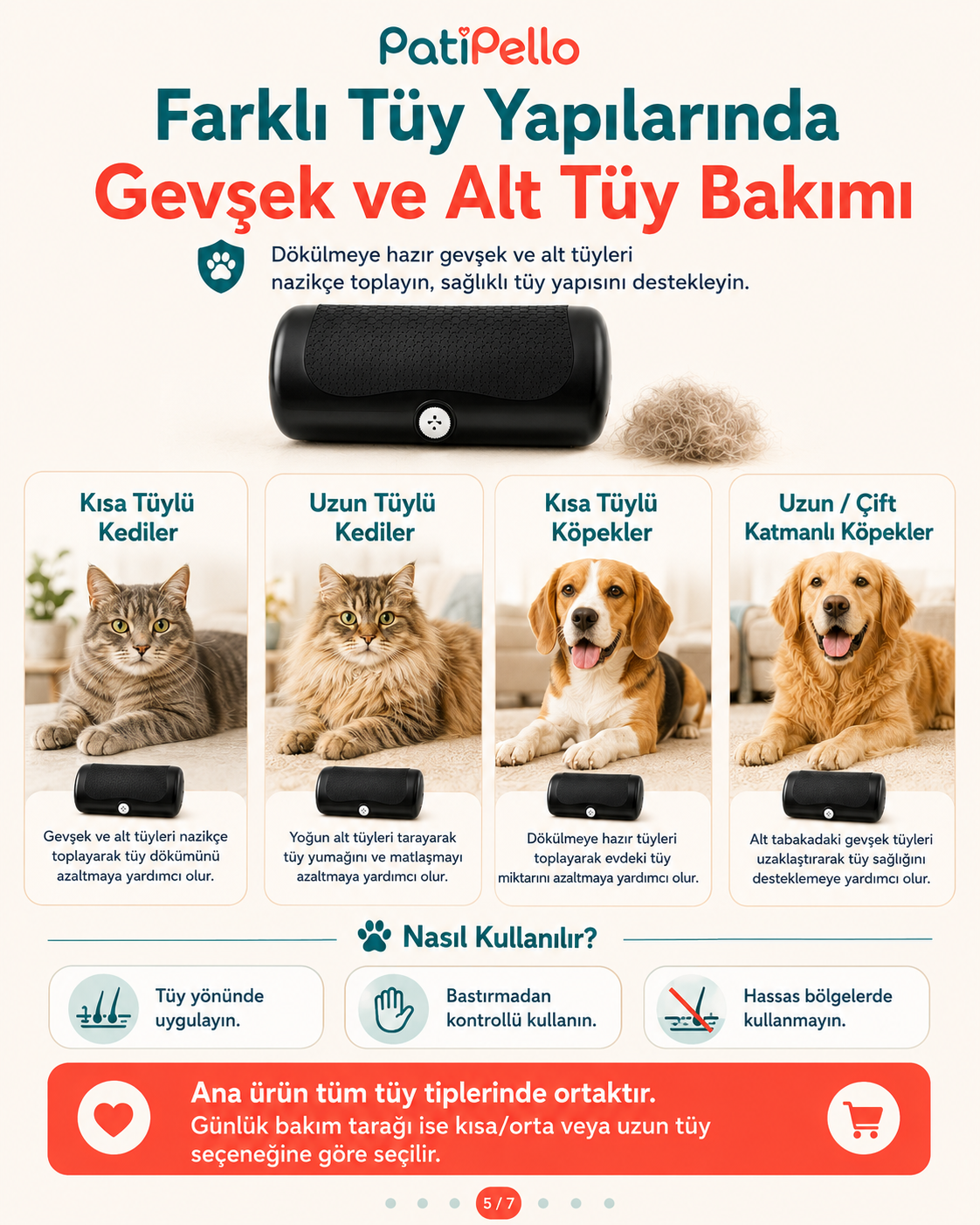 PatiPello TüyYakala Alt Tüy Tarağı