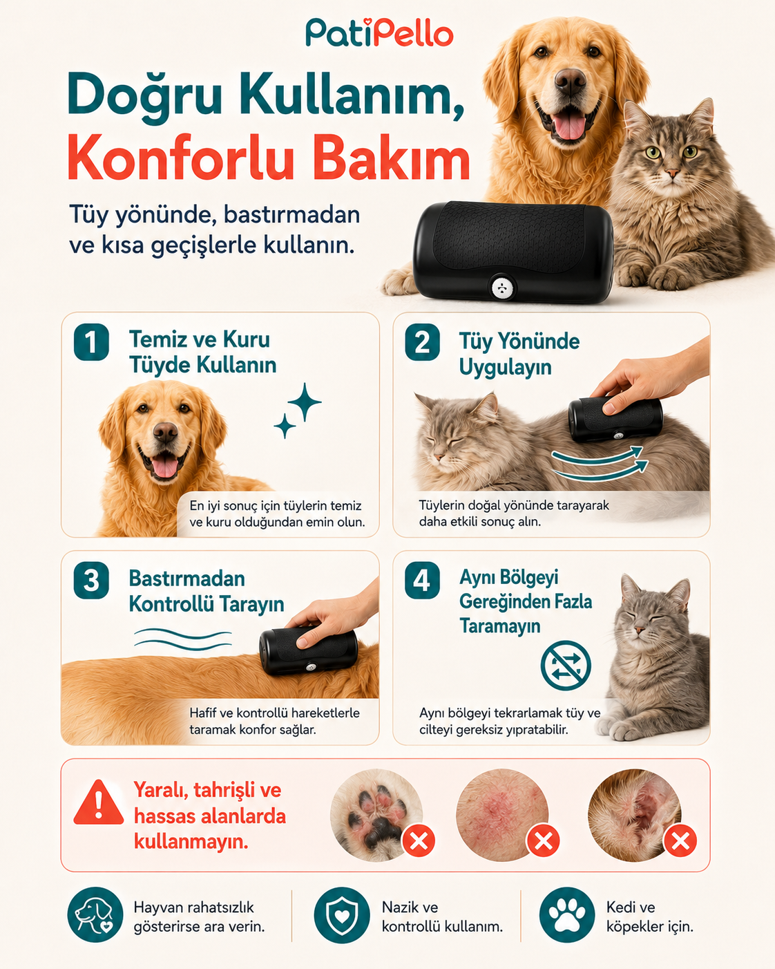 PatiPello TüyYakala Alt Tüy Tarağı